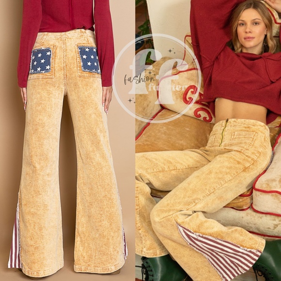POL Vintage 1970s Style Americana Stars and Stripes Flared Corduroys Pants Cords - Picture 6 of 6